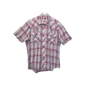 Vintage Miller Western Wear Mens Size M Plaid Pearl Snap Short‎ Sleeve Shirt